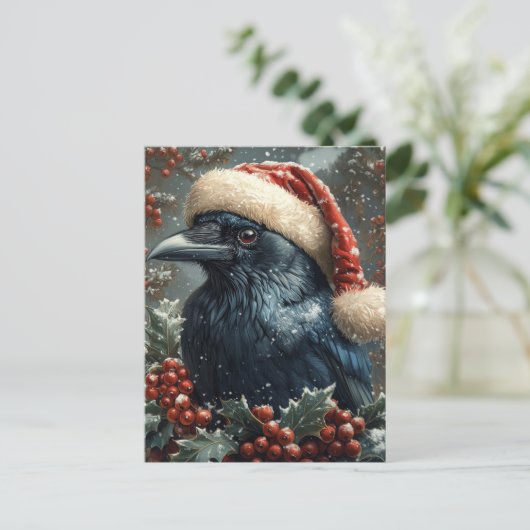 The Christmas Raven Briefkaart (Staand voorkant)