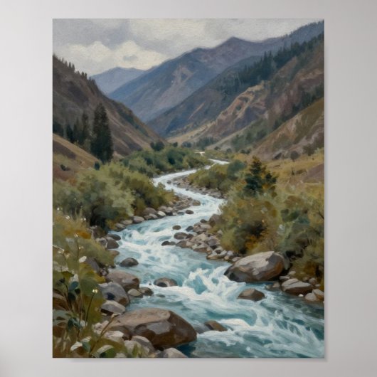 The Churning Current: A Glacial River Winding Poster (Voorkant)