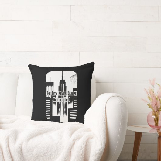 The City Never Sleeps Hustle Skyline Design Kussen (Bank)