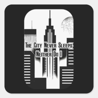 The City Never Sleeps Hustle Skyline Design Vierkante Sticker