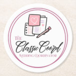 The Classic Coord  Ronde Kartonnen Onderzetter<br><div class="desc">The Classic Coord coaster features a light pink background,  and you can change the logo to your company's.</div>