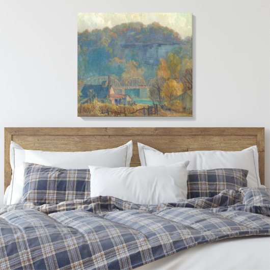 The Cliff at Morning, Ozarks (olie op canvas) Canvas Afdruk (Insitu (Slaapkamer))