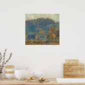 The Cliff at Morning, Ozarks (olie op canvas) Poster (Keuken)