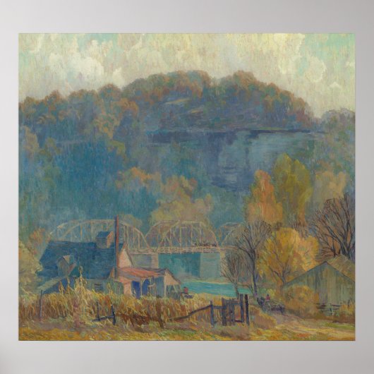 The Cliff at Morning, Ozarks (olie op canvas) Poster (Voorkant)