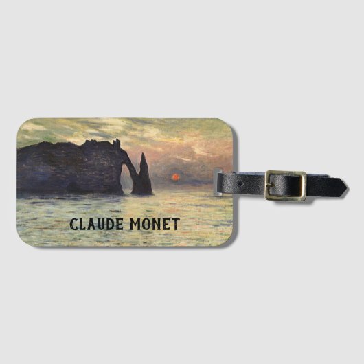 The Cliff Etretat, Sunset by Claude Monet Bagagelabel (Voorkant (horizontaal))