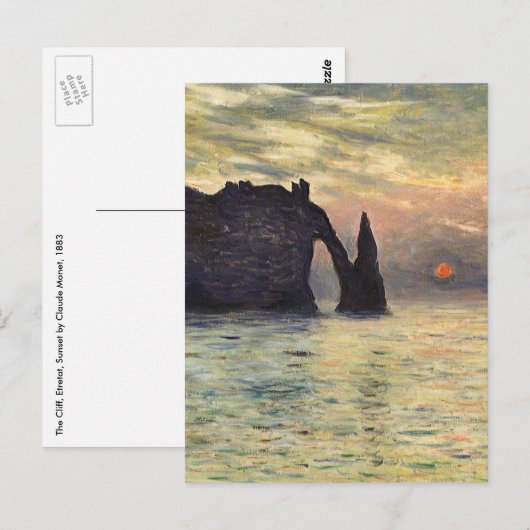 The Cliff Etretat, Sunset by Claude Monet Briefkaart (Voorkant / Achterkant)
