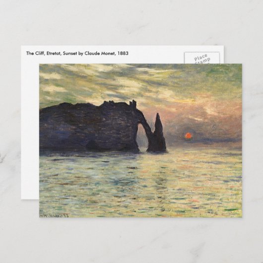 The Cliff Etretat, Sunset by Claude Monet Briefkaart (Voorkant / Achterkant)