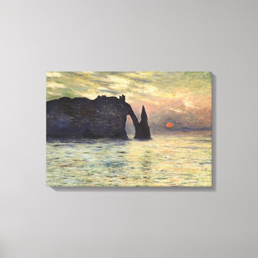 The Cliff Etretat, Sunset by Claude Monet Canvas Afdruk (Voorkant)