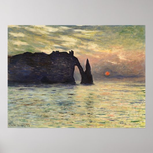 The Cliff Etretat, Sunset by Claude Monet Poster (Voorkant)