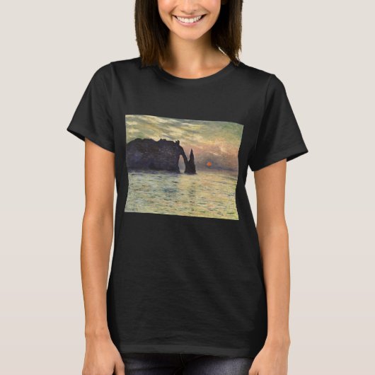The Cliff Etretat, Sunset by Claude Monet T-shirt (Voorkant)