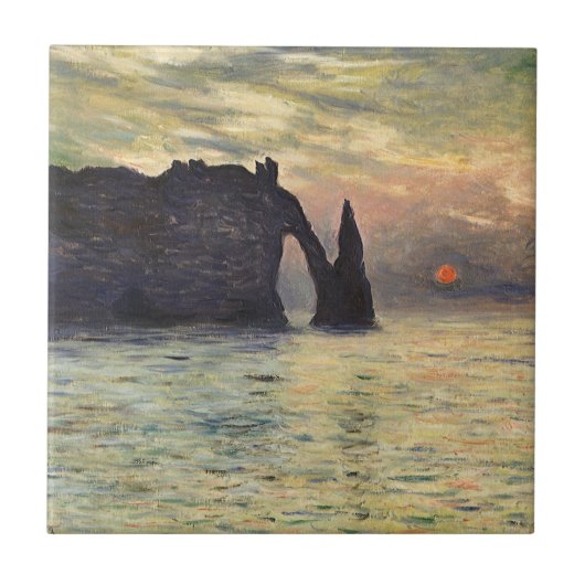 The Cliff Etretat, Sunset by Claude Monet Tegeltje (Voorkant)