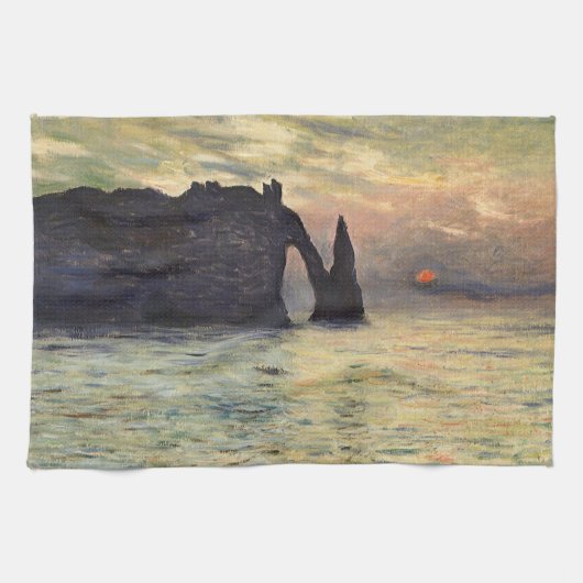 The Cliff Etretat, Sunset by Claude Monet Theedoek (Horizontaal)