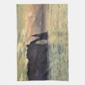 The Cliff Etretat, Sunset by Claude Monet Theedoek (Verticaal)