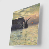 The Cliff Etretat, Sunset by Claude Monet Vierkante Klok (Hoek)