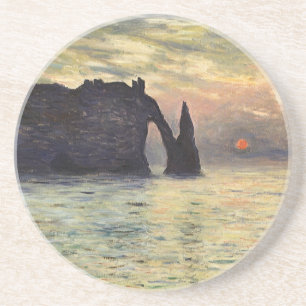 The Cliff Etretat, Sunset by Claude Monet Zandsteen Onderzetter