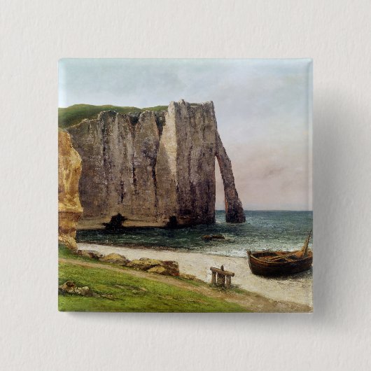 The Cliffs at Etretat, 1869 Vierkante Button 5,1 Cm (Voorkant)