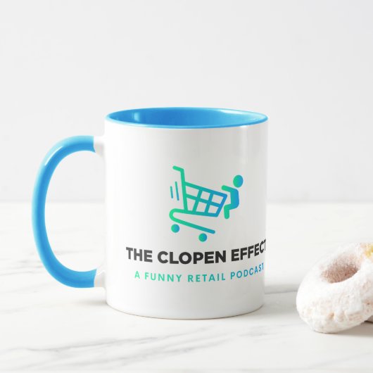 The Clopen Effect - Black Logo Two-Tone Coffee Mug Mok (Met donut)