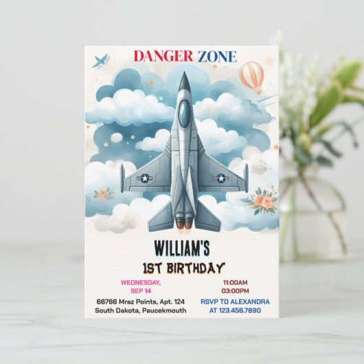 The Cloud 9 Fly Schattige Sky Joy Vliegtuig 1e Ver Kaart (Staand voorkant)