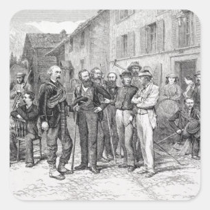 The Club Room of Zermatt in 1864, uit 'The Ascent' Vierkante Sticker