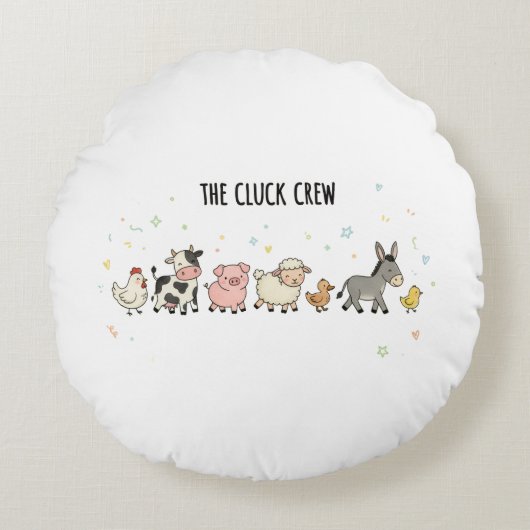 "The Cluck Crew" Rond Kussen (Voorkant)