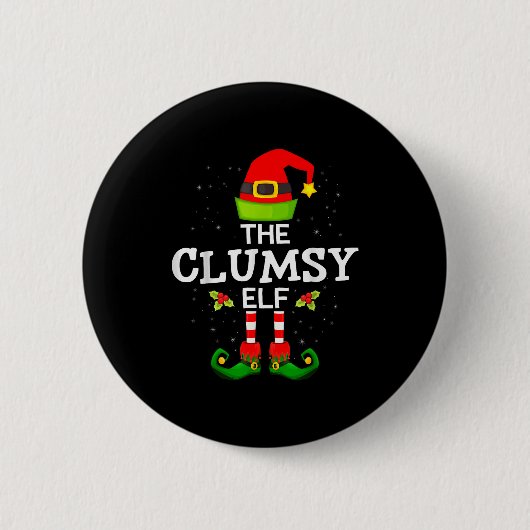 The Clumsy Elf Christmas Family Matching Pajama  Ronde Button 5,7 Cm (Voorkant)