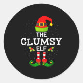 The Clumsy Elf Christmas Family Matching Pajama Ronde Sticker (Voorkant)