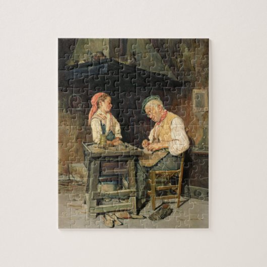 The Cobbler's Shop, 1874 (olie op het paneel) Legpuzzel (Verticaal)