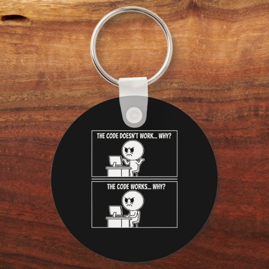 The Code Doesn't Work Funny Programmer Computer En Sleutelhanger (Voorkant)
