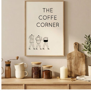 The Coffee Corner Poster   Minimalistische koffie 