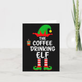 The Coffee Drinking Elf Matching Family Christmas  Kaart (Voorkant)