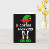 The Coffee Drinking Elf Matching Family Christmas  Kaart (Gele Bloem)