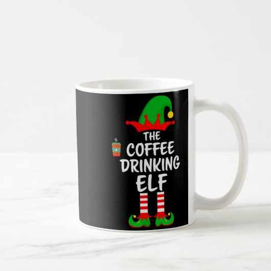 The Coffee Drinking Elf Matching Family Christmas  Koffiemok (Rechts)