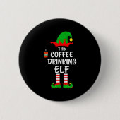 The Coffee Drinking Elf Matching Family Christmas  Ronde Button 5,7 Cm (Voorkant)