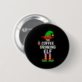 The Coffee Drinking Elf Matching Family Christmas  Ronde Button 5,7 Cm (Voorkant /achterkant)