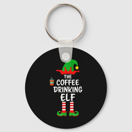 The Coffee Drinking Elf Matching Family Christmas  Sleutelhanger (Voorkant)