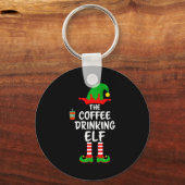 The Coffee Drinking Elf Matching Family Christmas  Sleutelhanger (Voorkant)
