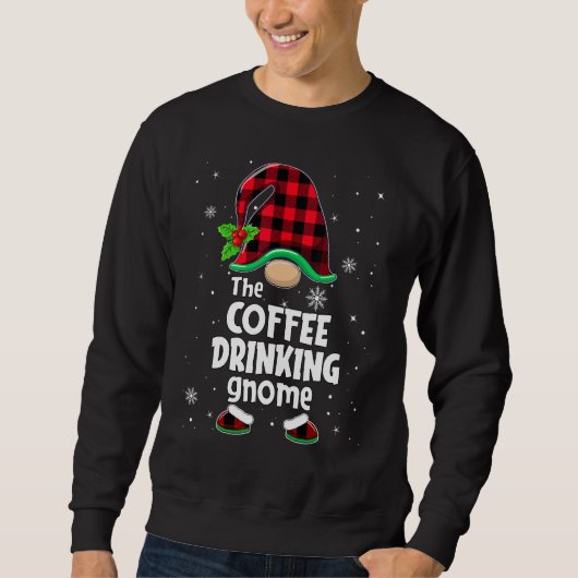 The Coffee Drinking Gnome Buffalo Plaid Christmas  Trui (Voorkant)