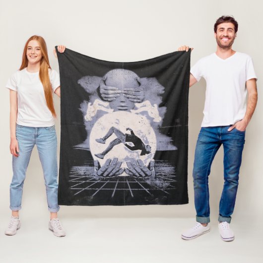 The Collapse - Techno-Dystopian Streetwear Ontwerp Fleece Deken (In situ)