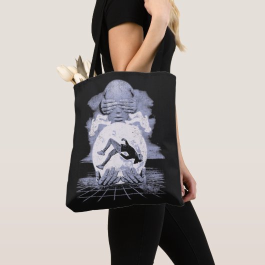 The Collapse - Techno-Dystopian Streetwear Ontwerp Tote Bag (Dichtbij)