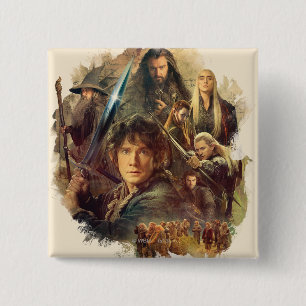 The Company and Elves of Mirkwood Vierkante Button 5,1 Cm