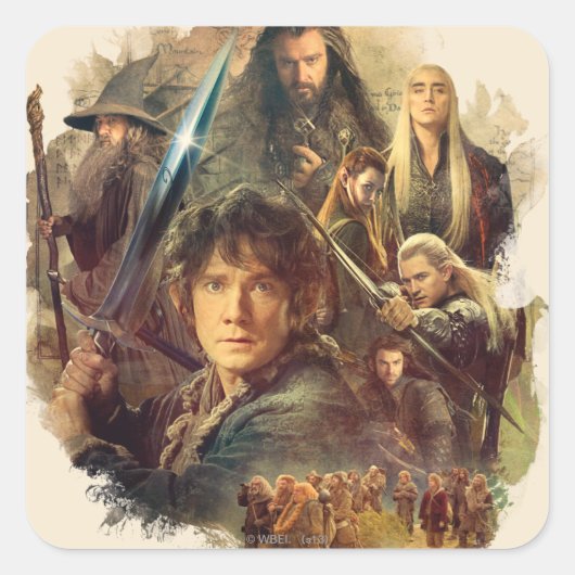 The Company and Elves of Mirkwood Vierkante Sticker (Voorkant)