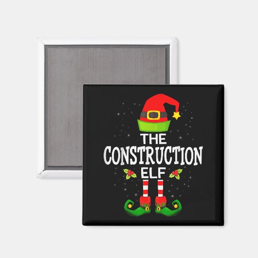 The Construction Elf Christmas Family Matching Paj Magneet (Voorkant / Achterkant)