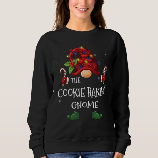 The Cookie Baking Gnome Buffalo Plaid Christmas Tr Trui (Voorkant)