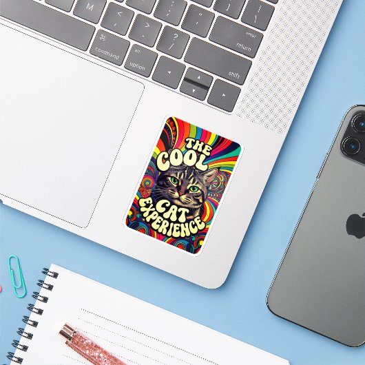 THE COOL CAT EXPERIENCE STICKER (Laptop met iPhone)