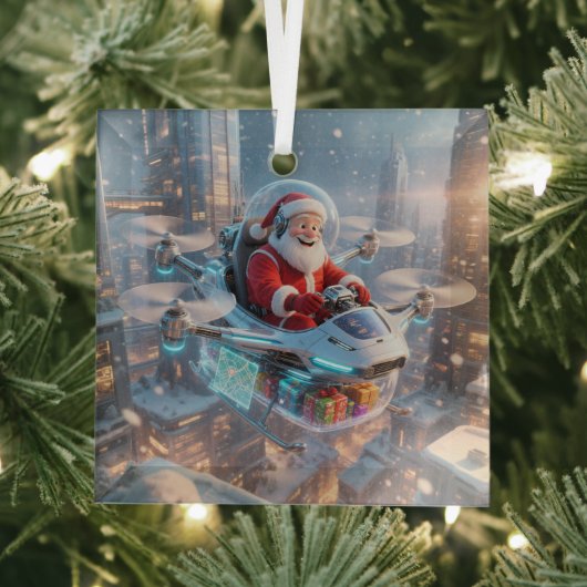 The Coolest Sci-Fi Santa Glas Ornament (Insitu)