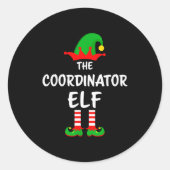 The Coordinator Elf Matching Family Christmas Ronde Sticker (Voorkant)