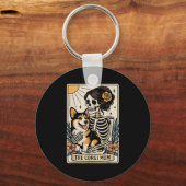 The Corgi Mom Tarot Card Skeleton Gothic Dog Sleutelhanger (Voorkant)