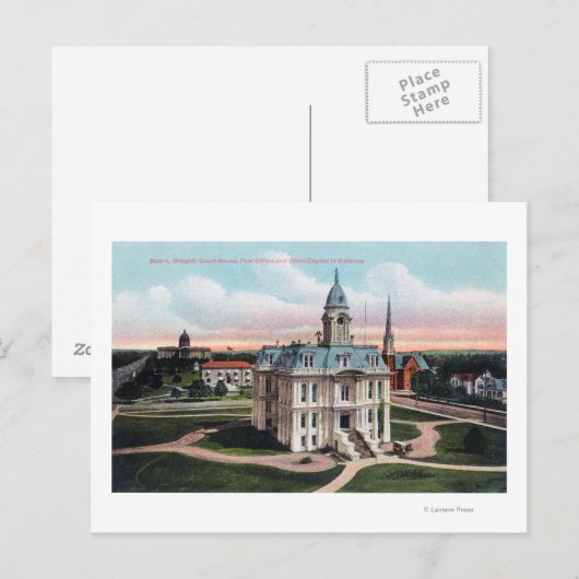 The Court House, Post Kantoor, Capitol Bldg Briefkaart (Voorkant / Achterkant)