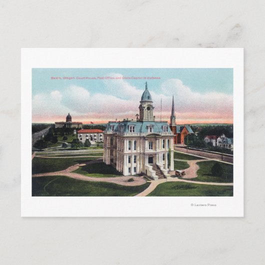 The Court House, Post Kantoor, Capitol Bldg Briefkaart (Voorkant)