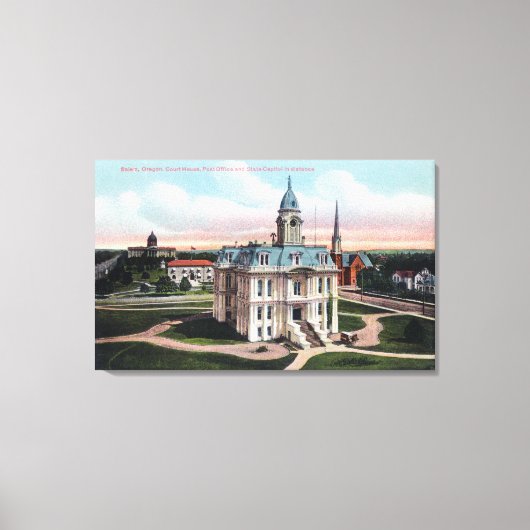 The Court House, Post Kantoor, Capitol Bldg Canvas Afdruk (Voorkant)